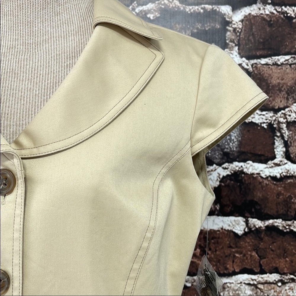 Tahari NWT Arthur S. Levine Dress Knee Length Khaki Tan Cap Sleeves Size 8 - Picture 3 of 15